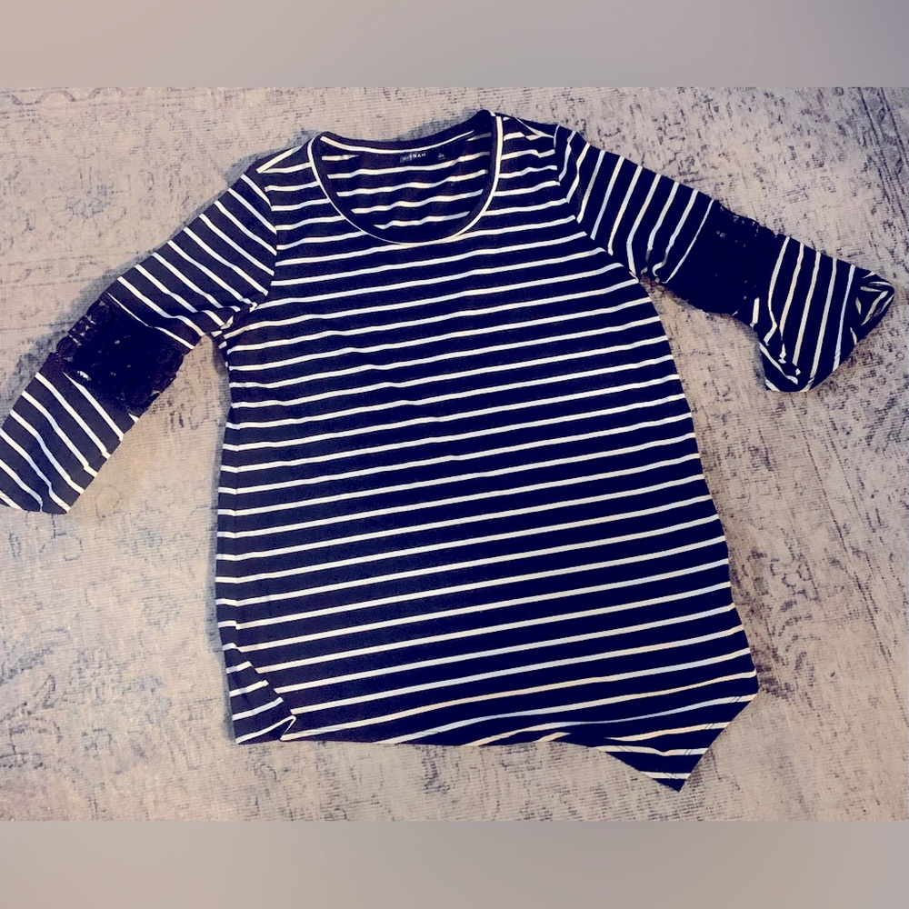 Hannah Black and White Striped Top